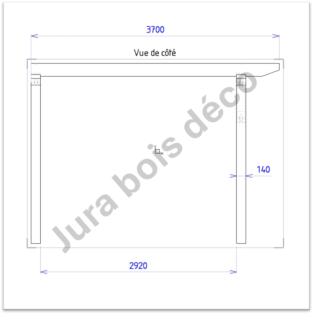 Pergola 120x120mm - vue de côté.webp