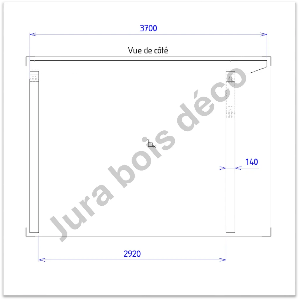 Pergola 140x140mm - vue de côté.webp