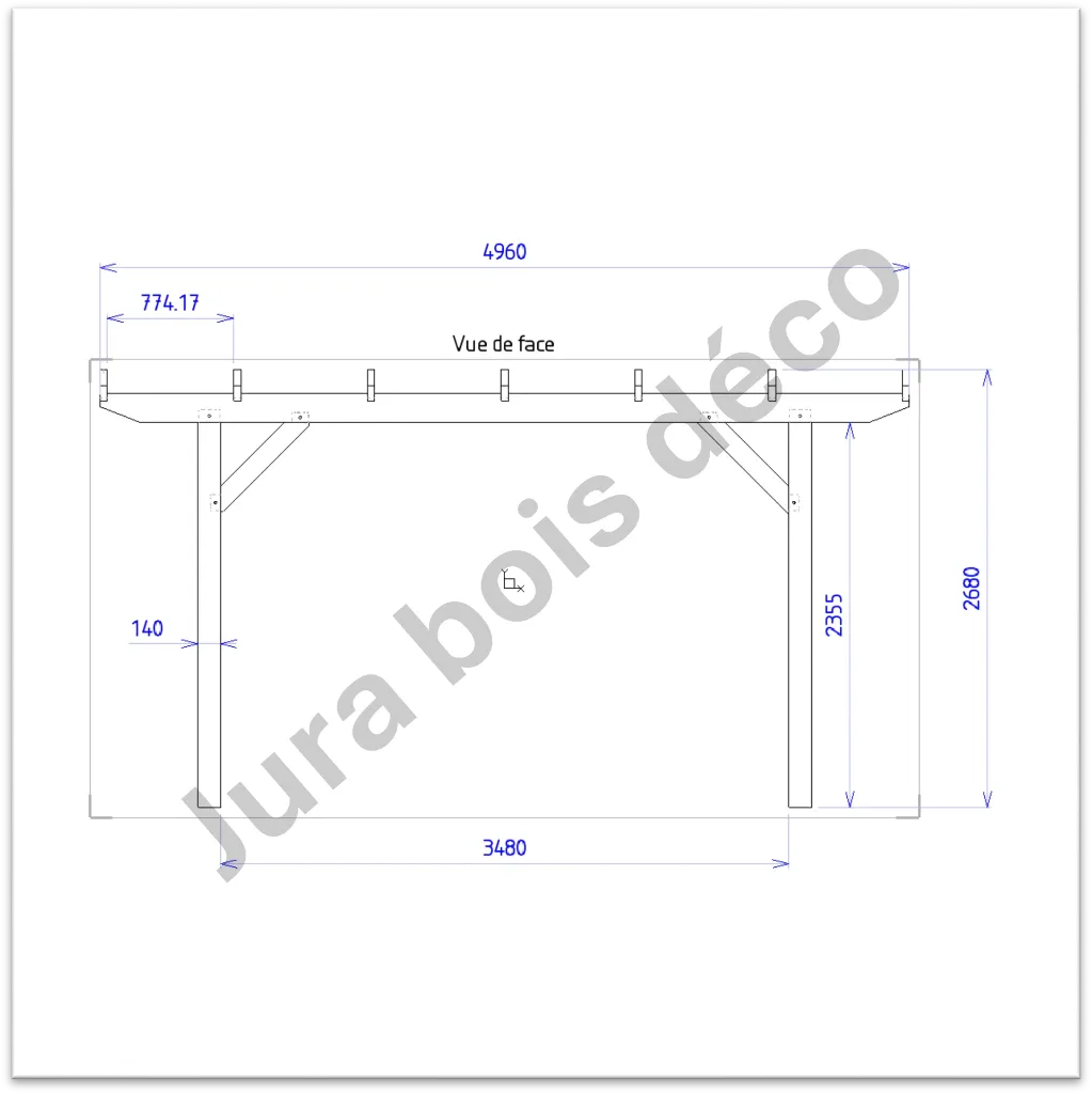 Pergola 140x140mm - vue de face.webp