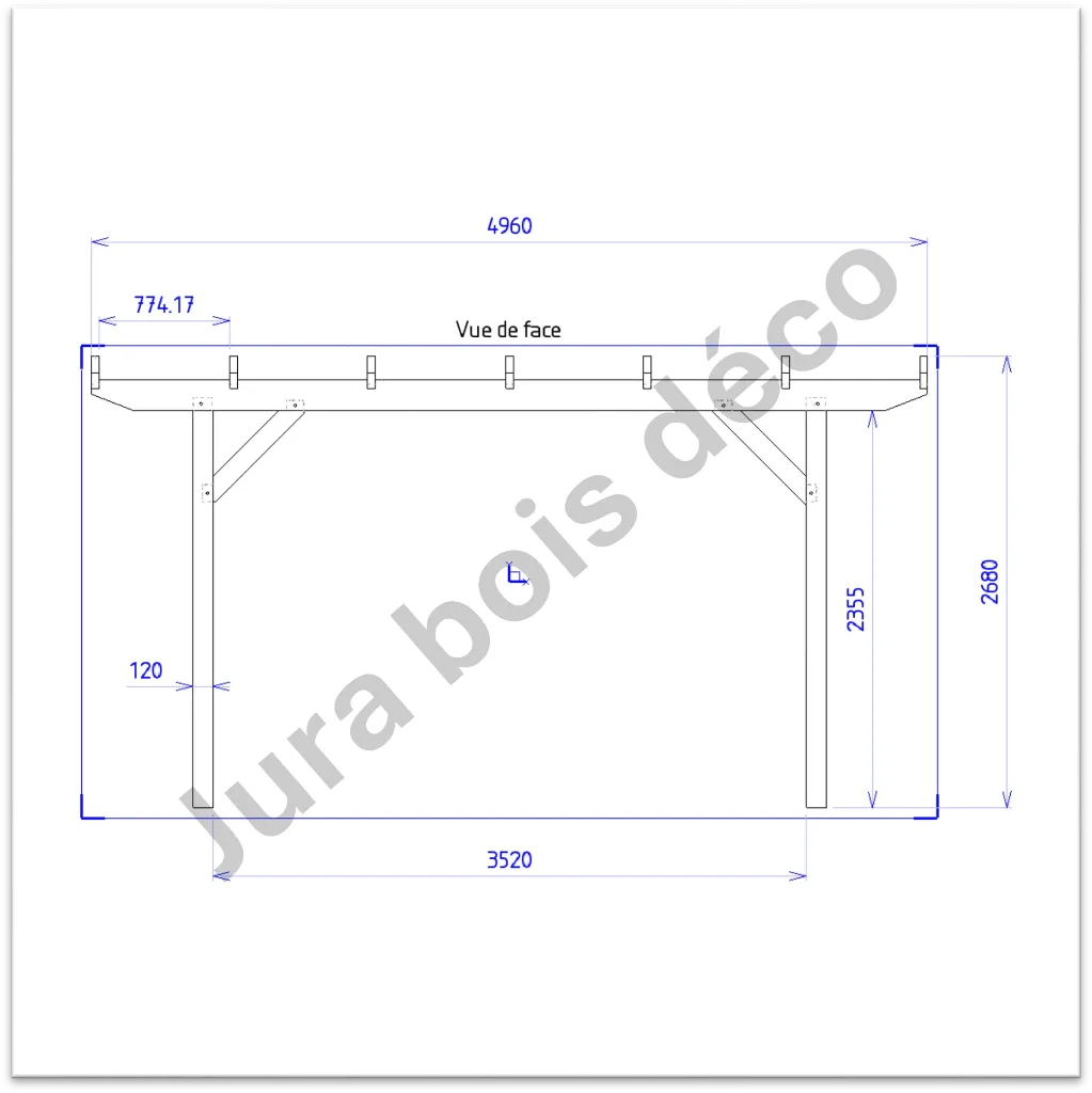 Pergola 120x120mm - vue de face.webp