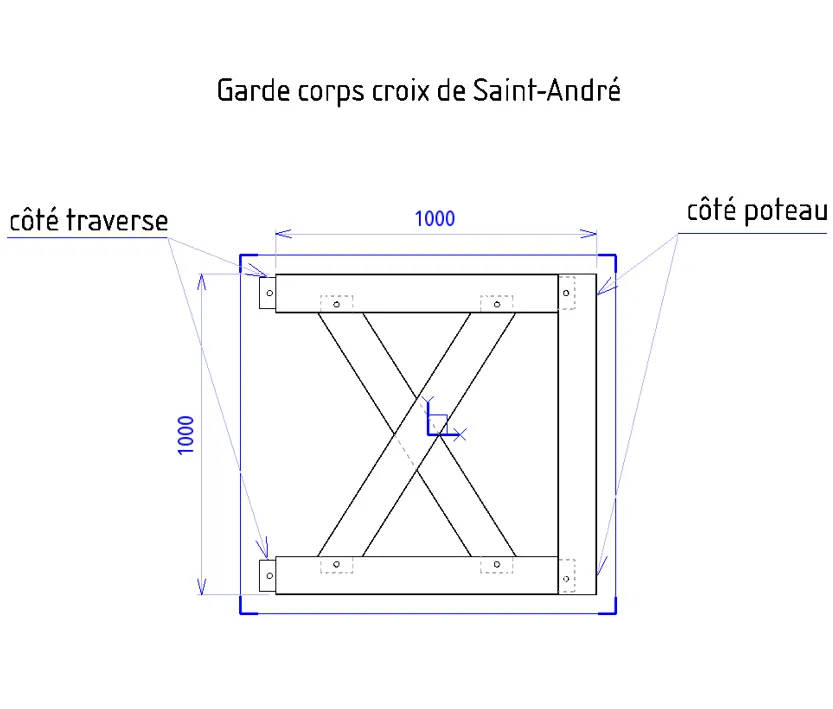 Garde corps croix de saint andré 1Mètre